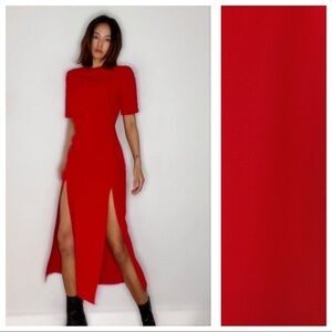 NWOT Zara Red Slit Midi Dress. Size XS.